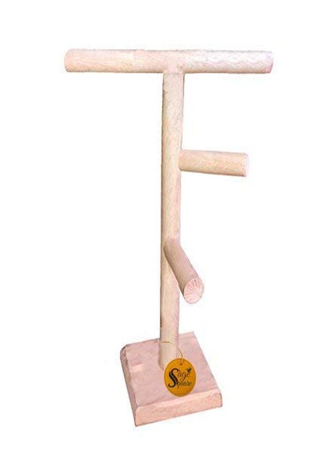 سايج سكوير مجثم خشبي طبيعي مربع الشكل من خشب المريمية، مقاس 13 بوصة / 33 سم، للتدريب والتمرين، مزود بدرجتين، حامل طيور/لعبة طيور - Image 4